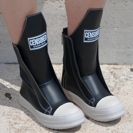 Censored Stivaletto Nero in Pelle