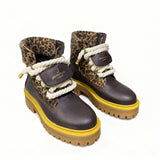 Jammers London Platform Stone Street Dark Brown Leopard Corda Beige