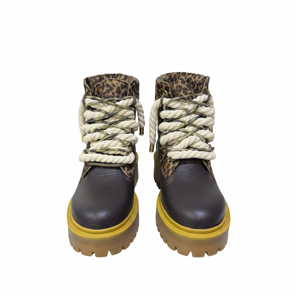 Jammers London Platform Stone Street Dark Brown Leopard Corda e Brillantini