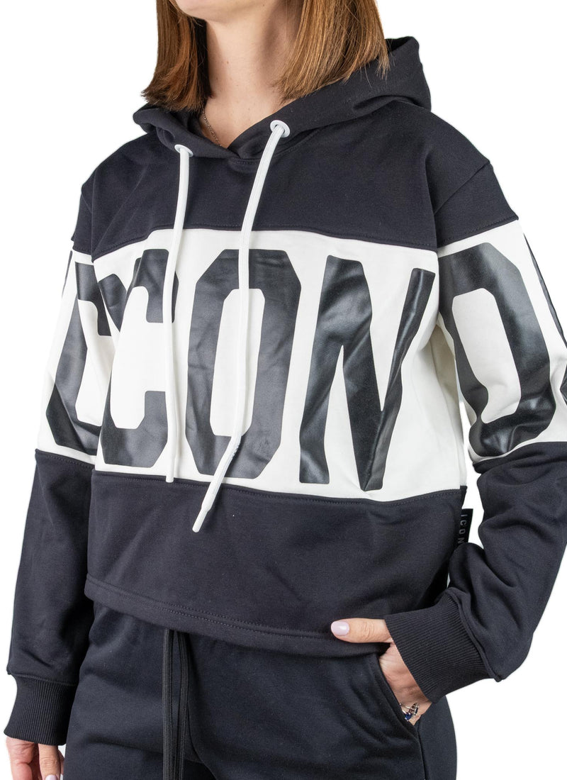 ICON Felpa Crop Logo Nero ICDF2W6F018