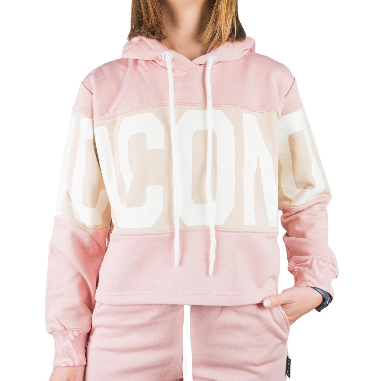 ICON Felpa Crop Logo Rosa ICDF2W6F018