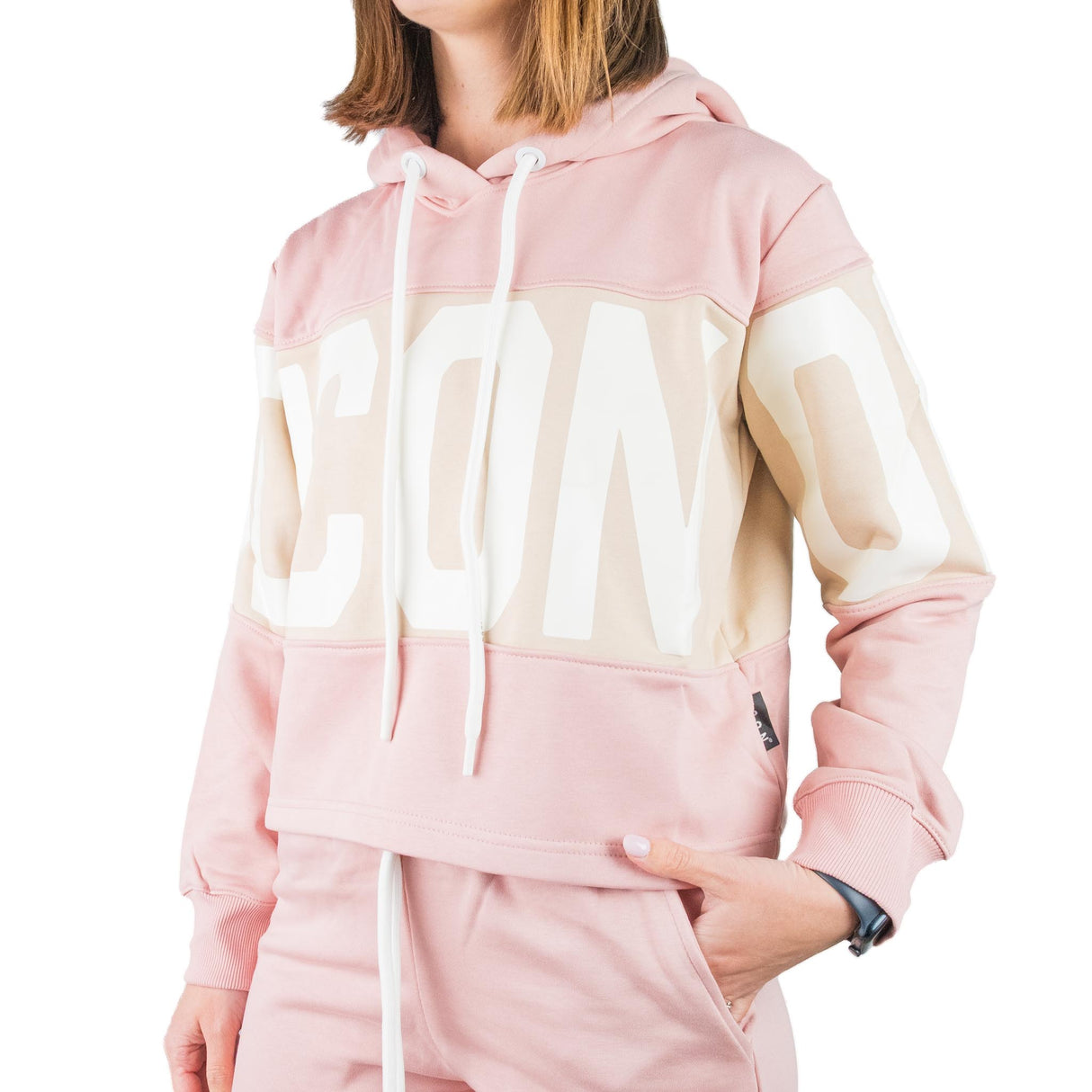 ICON Felpa Crop Logo Rosa ICDF2W6F018
