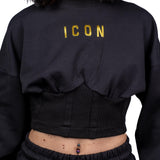 ICON Felpa Crop Bustino Nero ID9155F