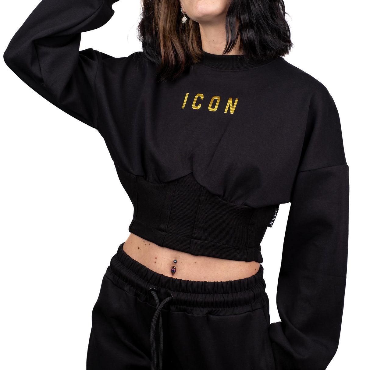 ICON Felpa Crop Bustino Nero ID9155F