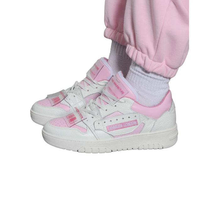 Jammers London Sneakers Cambridge on Bianco/Rosa Etichetta Trasparente