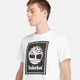 Timberland T-shirt con Logo Doppio a Contrasto Bianco TB0A5WQQ P54