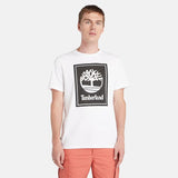 Timberland T-shirt con Logo Doppio a Contrasto Bianco TB0A5WQQ P54