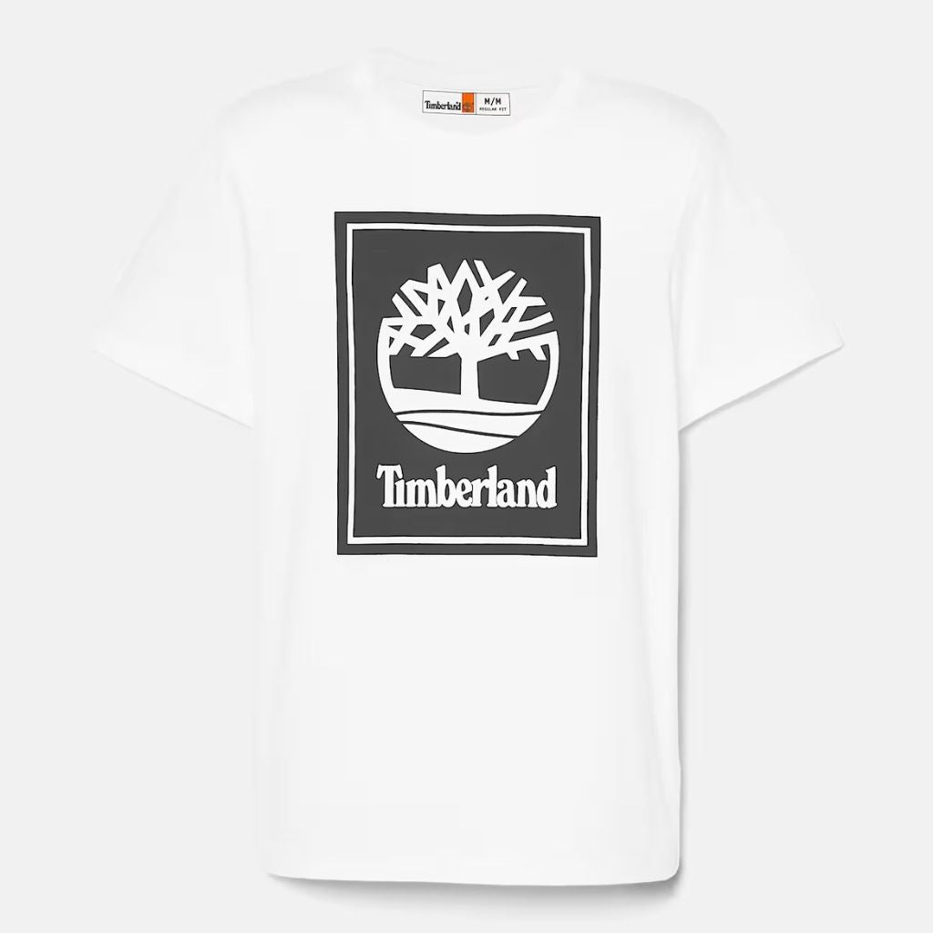 Timberland T-shirt con Logo Doppio a Contrasto Bianco TB0A5WQQ P54