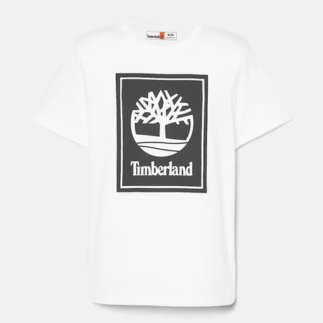 Timberland T-shirt con Logo Doppio a Contrasto Bianco TB0A5WQQ P54