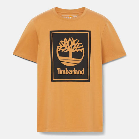 Timberland T-shirt con Logo Doppio a Contrasto Giallo Scuro TB0A5WQQ P57