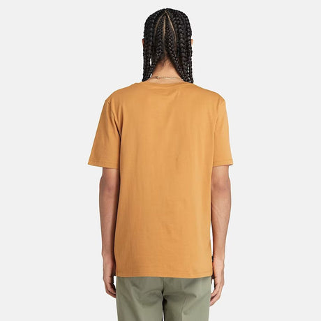 Timberland T-shirt con Logo Doppio a Contrasto Giallo Scuro TB0A5WQQ P57