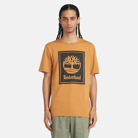 Timberland T-shirt con Logo Doppio a Contrasto Giallo Scuro TB0A5WQQ P57