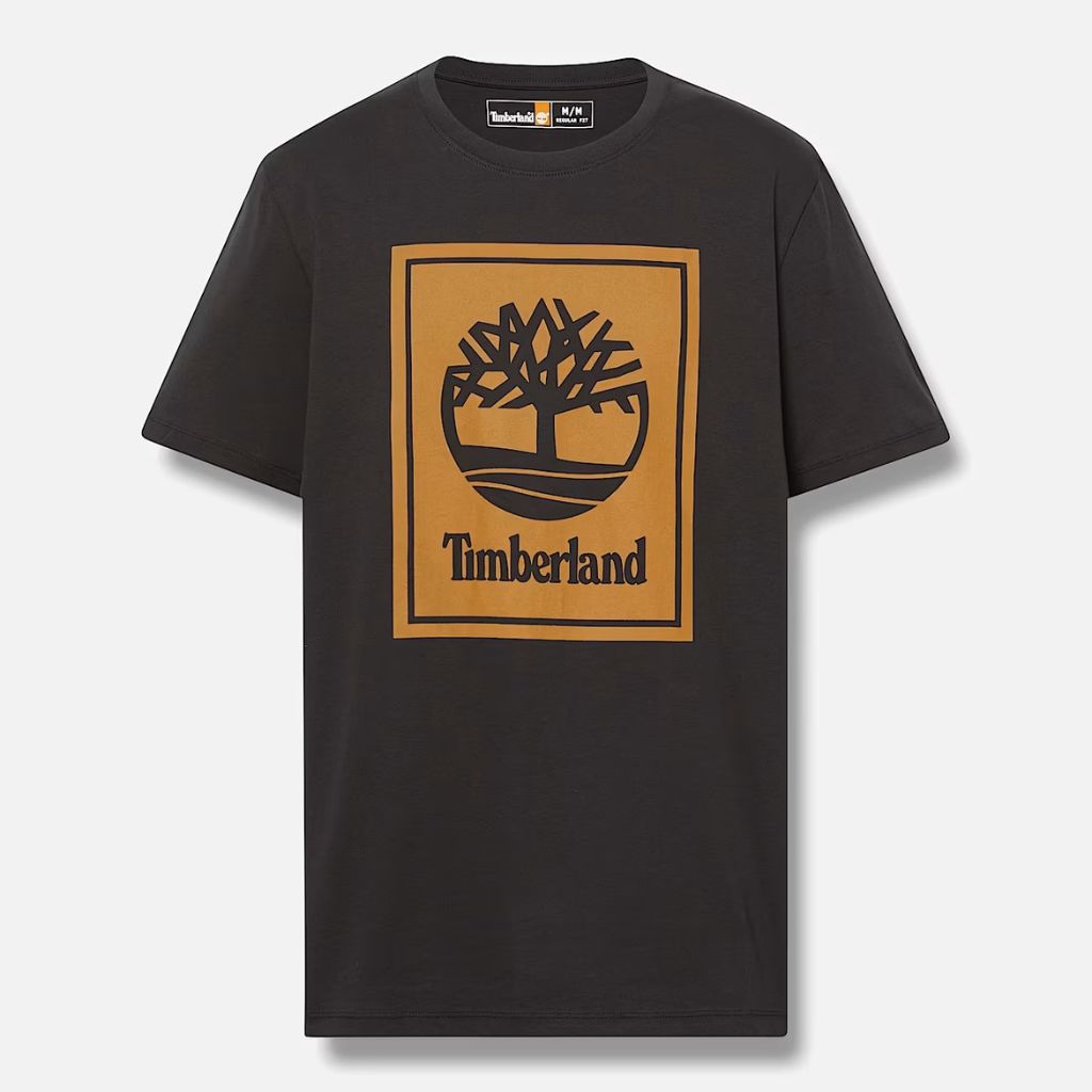 Timberland T-shirt con Logo Doppio a Contrasto Nero TB0A5WQQ P56