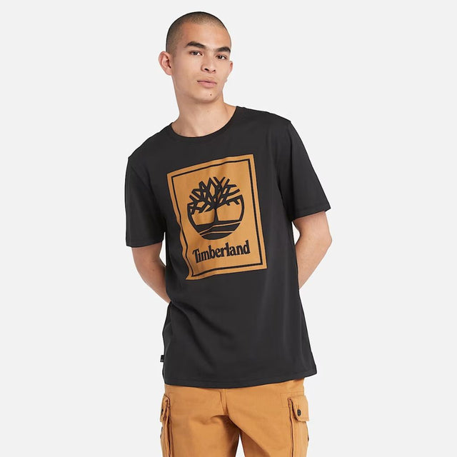 Timberland T-shirt con Logo Doppio a Contrasto Nero TB0A5WQQ P56