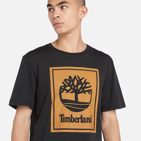 Timberland T-shirt con Logo Doppio a Contrasto Nero TB0A5WQQ P56