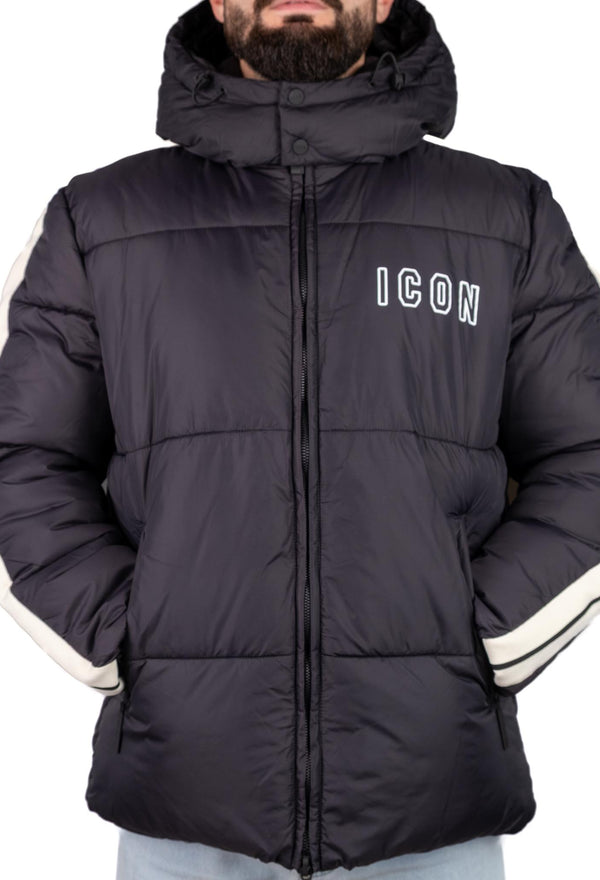 ICON Giubbotto Nero Bande Laterali ICUF2W6J013