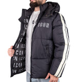 ICON Giubbotto Nero Bande Laterali ICUF2W6J013