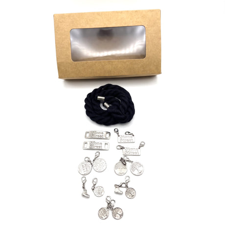 Kit Corda e Charms Argento con la sua confezione