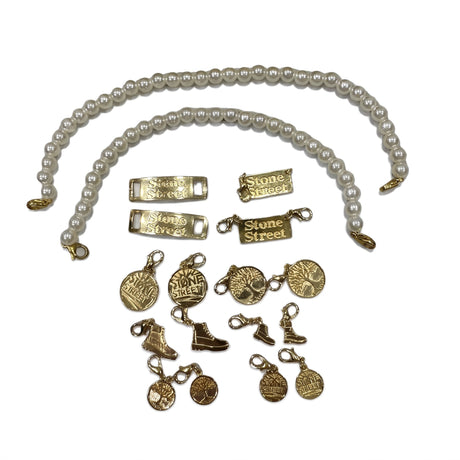 Kit Fai Da Te Timberland: due fili di perle, placchette Stone Street e charms oro