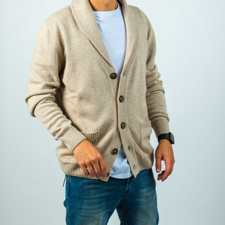 Vela Blu Cardigan Collo a Scialle Beige