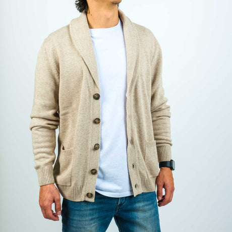 Vela Blu Cardigan Collo a Scialle Beige