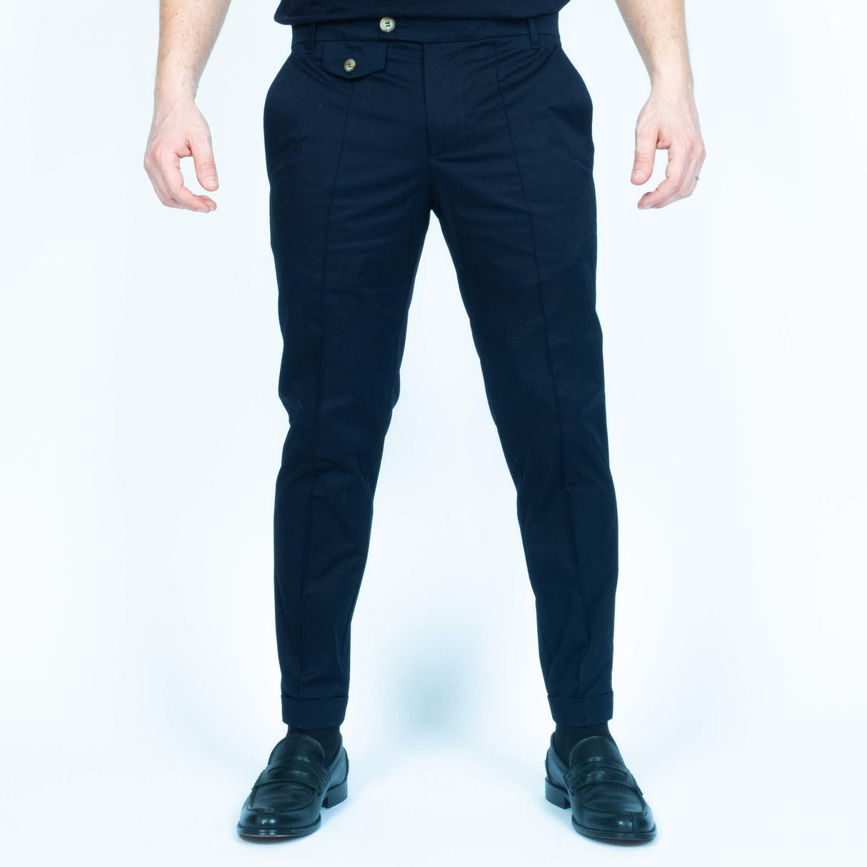 Langella Pantalone Cotone Cucitura Centrale Blu
