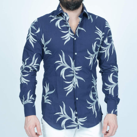 Camicia Langella Ricamata Blu