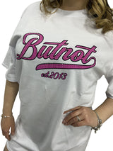 Butnot Maxi T-shirt Logo Strass Bianco D731