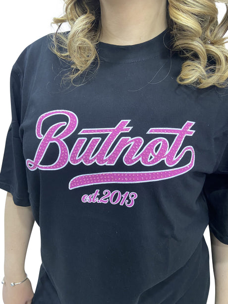 Butnot Maxi T-shirt Logo Strass Nero D731