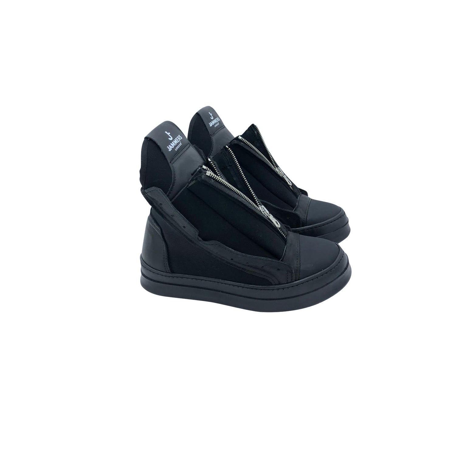 JAMMERS LONDON Tore Total – Stivaletti Sneaker Alte Donna Nero, Made In Italy, Con Cerniera